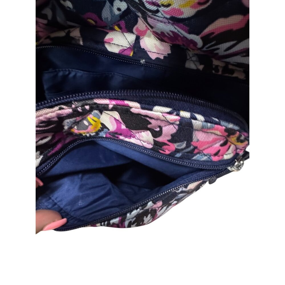 Vera Bradley Floral XL Backpack Navy & Pink With Multiple Compartments - Picture 6 of 11